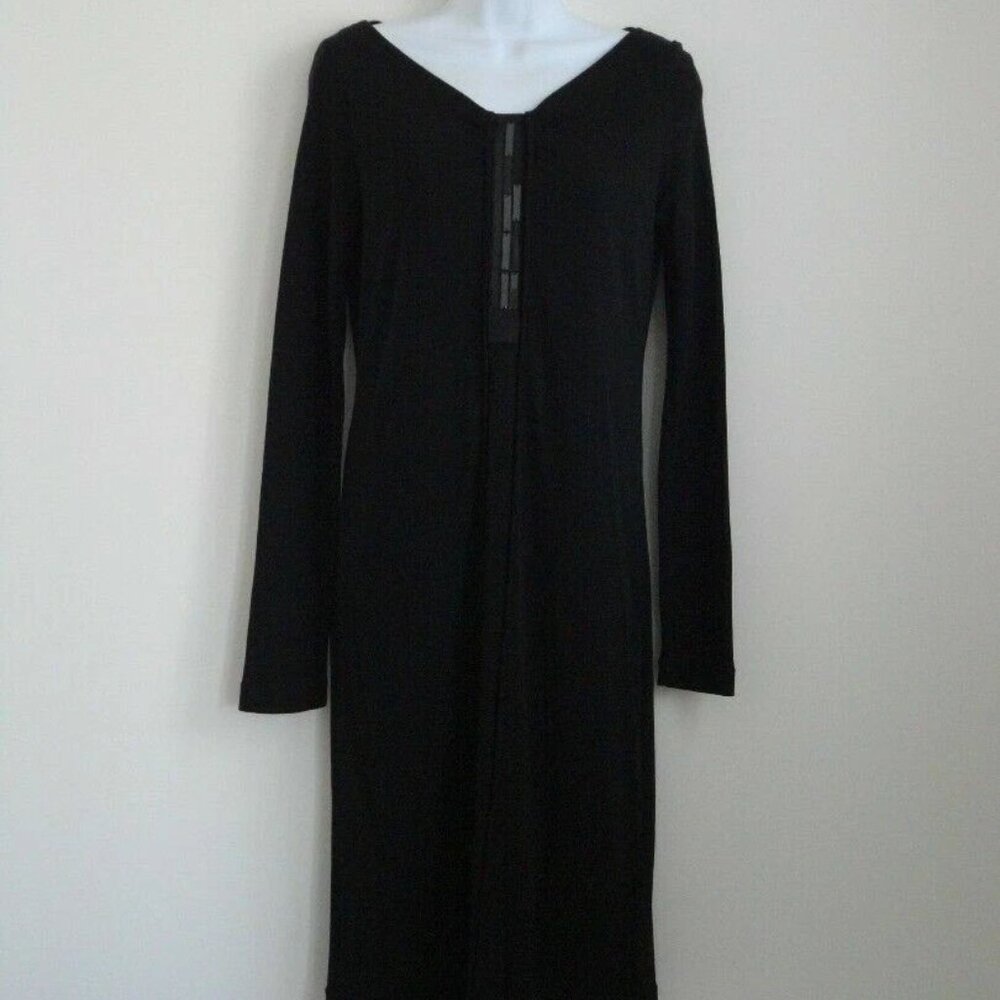 NWT PIAZZA SEMPIONE Black Long Sleeve Jersey Lucite Detail Dress 42/8